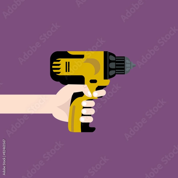 Obraz drill in hand flat illustration