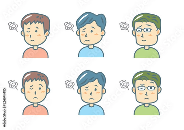 Obraz 困る男性のイラストセット
