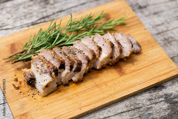 Obraz キャンプで食べる自家製焼豚　ローストポーク