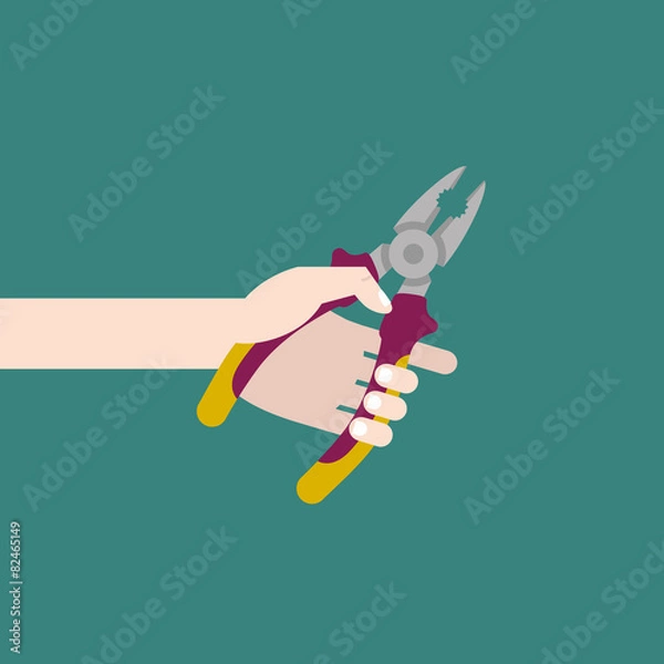 Obraz pliers in hand flat illustration
