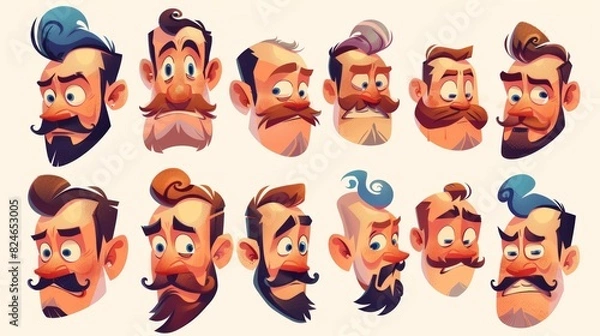Fototapeta Modern elements from vintage cartoon characters from the 30s. Retro cartoon characters for trending illustrations.