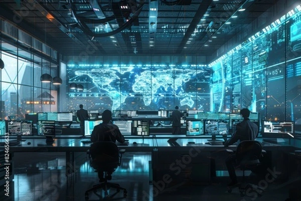 Fototapeta Telecommunications Operations Center Ensuring Network Stability
