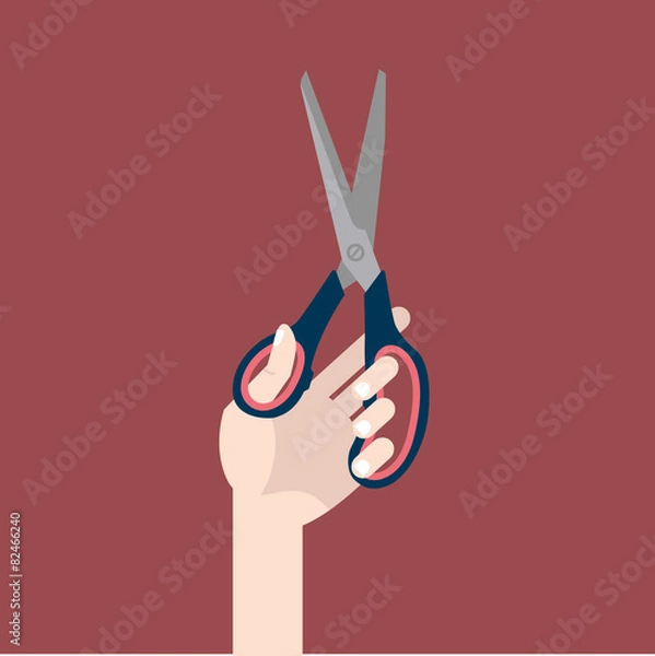 Obraz scissors in hand flat illustration