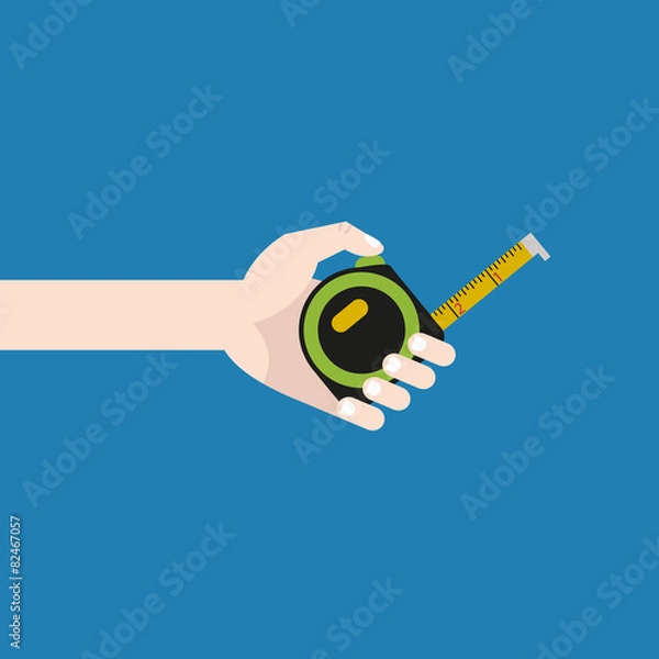 Obraz tape-measure in hand flat illustration
