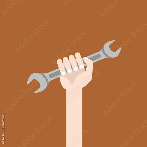Obraz spanner in hand flat illustration