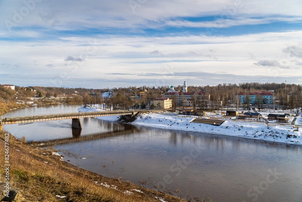 Fototapeta March 22, 2024. Russia. Rzhev. Spring view of the city from the embankment.