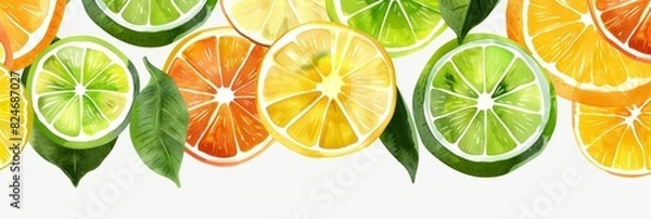 Fototapeta Bright, overlapping fruit slices in captivating citrus-themed design.