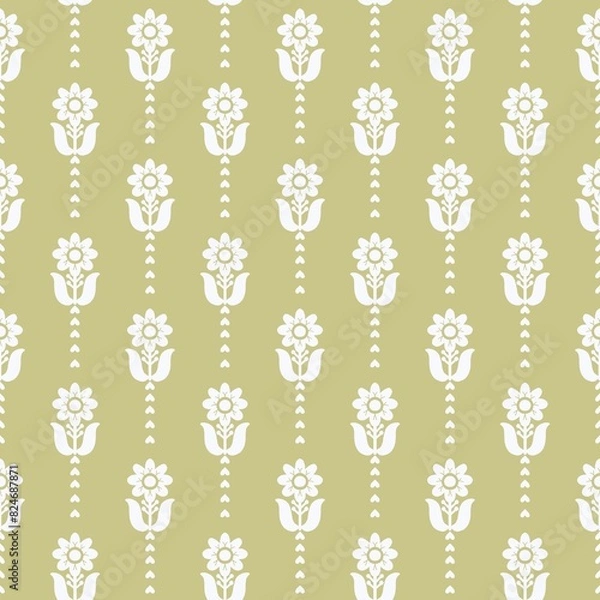 Obraz seamless floral pattern with white flowers and yellow background
