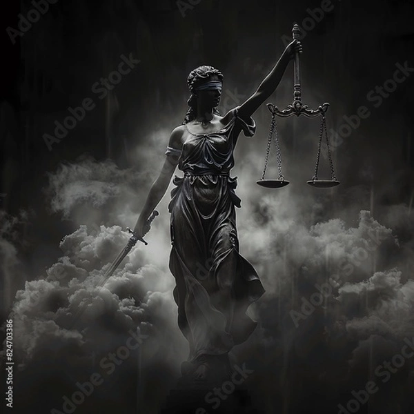 Fototapeta Legal Limbo: A person finds themselves caught in a legal limbo, accused of a crime they didn't commit. With overwhelming evidence stacked against them, they must rely on their defense attorney to tip