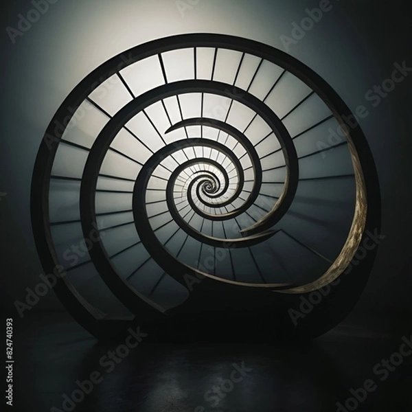 Obraz Abstract art inspired by the Fibonacci sequence, incorporating spirals and golden ratio proportions

