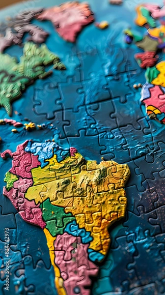 Fototapeta Map made from puzzle pieces