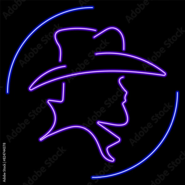 Obraz wild west neon sign, modern glowing banner design, colorful modern design trend on black background. Vector illustration.