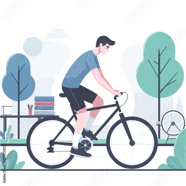 Obraz young man with bike