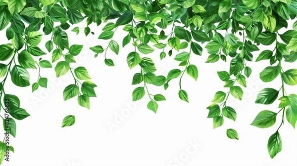 Fototapeta Plant in nature with minimal horizontal clean vine in bottom border pattern.