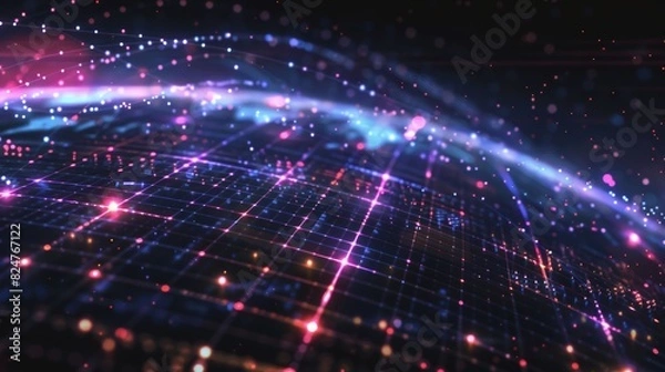 Fototapeta Digital border background with global network png technology 5G