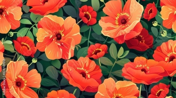Fototapeta Poppies on a bright background for social media banners