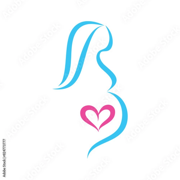 Fototapeta Simple Pregnancy Woman Icon Logo Design