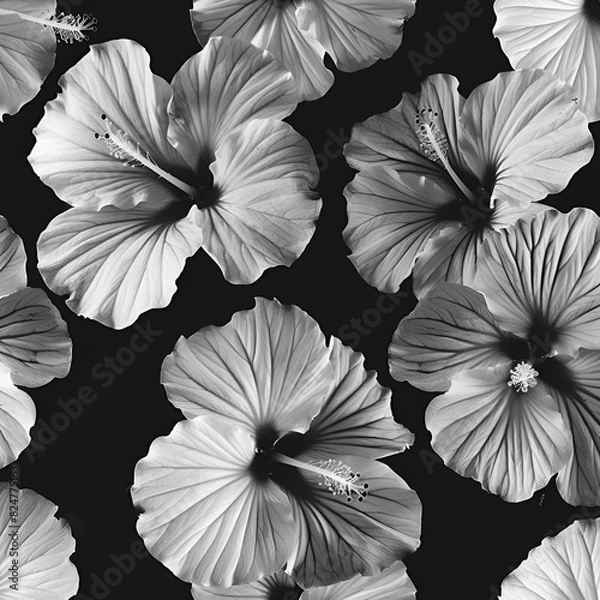Fototapeta black and white flowers AI generated 
