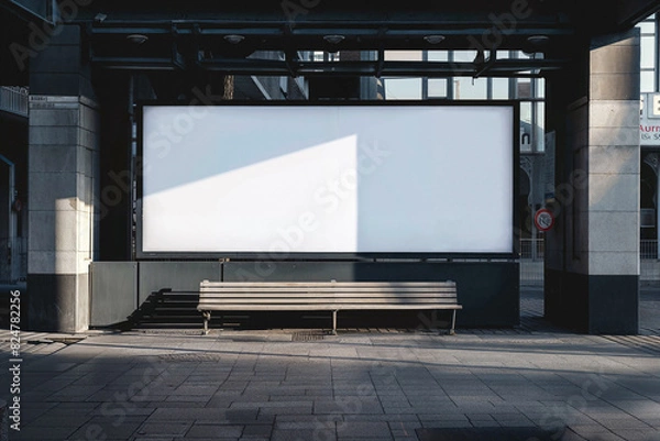 Fototapeta Billboard sign mockup in the urban environment, blank space to display your advertising or branding campaign.