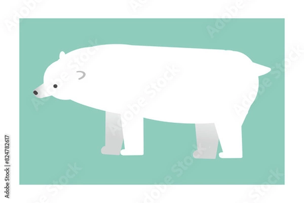 Fototapeta かわいい左向きのシロクマのイラスト