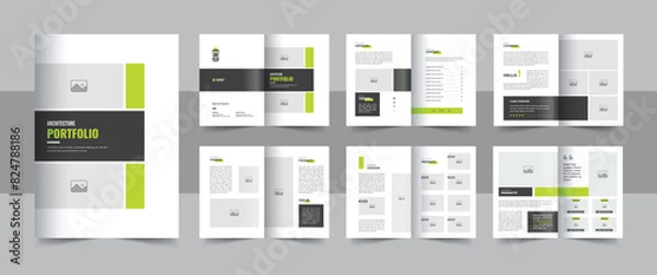Obraz Modern interior or architecture portfolio template design,  architecture and interior brochure portfolio layout
