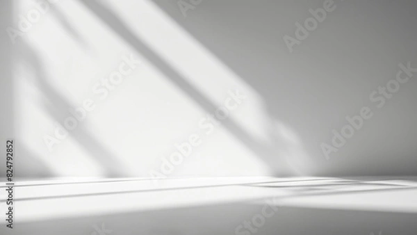 Fototapeta Minimalist Room with Soft Window Shadows on White Wall Background