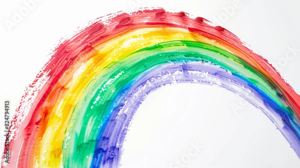 Obraz Drawing of a Rainbow on a White Background