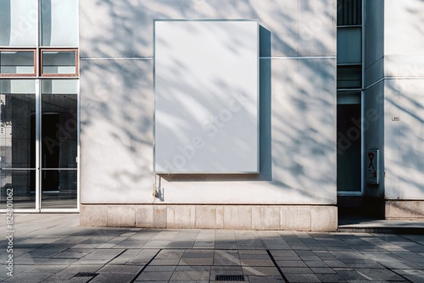 Obraz Signboard poster mockup on a facade of the building, blank space to display your advertising or branding campaign