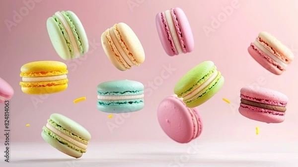 Fototapeta the macaroons are falling. Selective focus