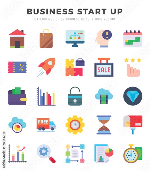 Fototapeta Business Start Up Icon Pack 25 Vector Symbols for Web Design.
