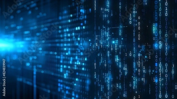 Fototapeta Flowing Digital Streams of Futuristic Binary Data Visualization