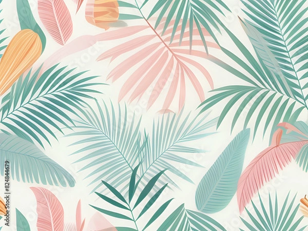 Fototapeta seamless pattern with palm leaves