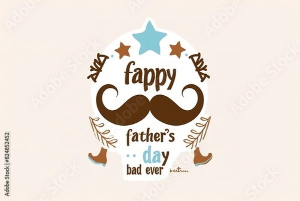 Fototapeta A Father's Day card featuring a mustache and hat, perfect for celebrating dad's special day.