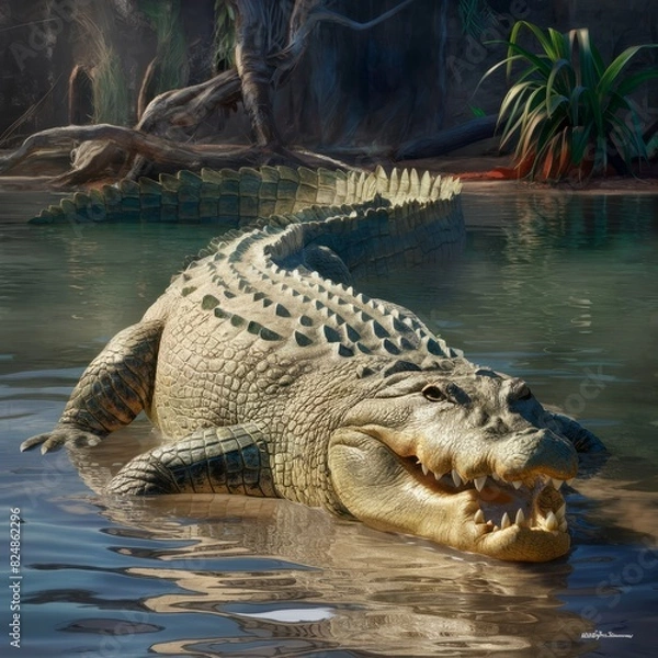 Obraz Crocodiles on the Riverbank