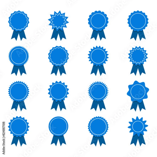 Fototapeta Badge with ribbons icons set. Quality and guarantee labels set