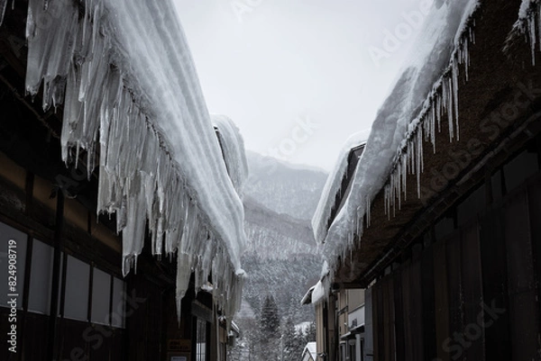 Obraz 氷柱と雪景色