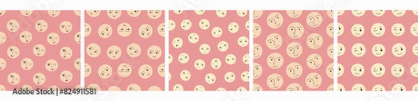 Fototapeta Five creative patterns pack, basic image. Repeating backdrop, seamless design for stationery, branding.
