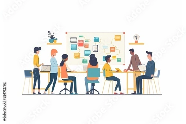 Obraz Flat Illustration of Conflict Resolution Session During Sprint

