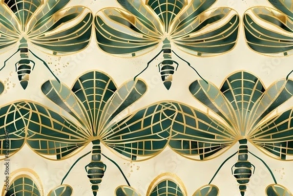 Fototapeta Dragonfly seamless pattern 