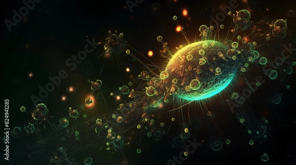 Fototapeta Viruses and bacteria background generative AI