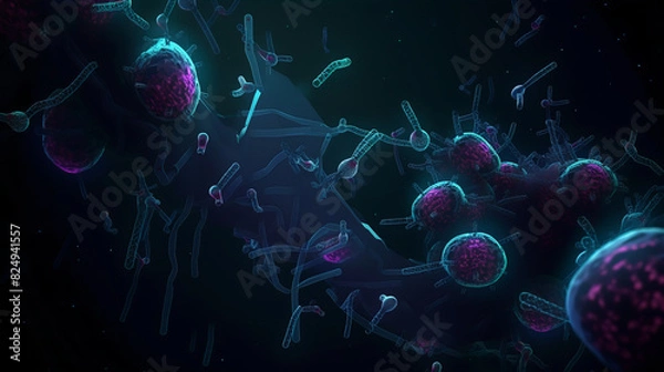 Fototapeta Viruses and bacteria background generative AI