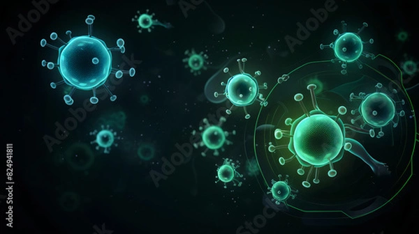 Fototapeta Viruses and bacteria background generative AI