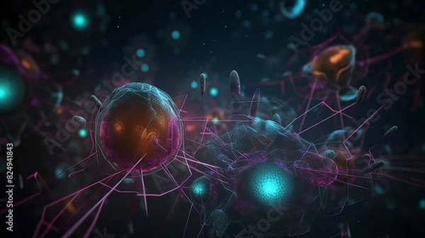 Fototapeta Viruses and bacteria background generative AI