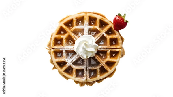 Fototapeta PNG Image, Food Image, Tasty Belgian Waffle Isolated on A white Background, Waffle on white backgroun