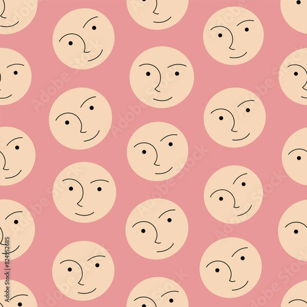 Fototapeta Seamless pattern, backdrop design. Simple cute shapes, flat vector.