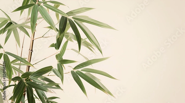Fototapeta Eucalyptus leaves isolated on white background with shadow ,Delicate and Refined Botanical Watercolor of Bamboo Stalk and Leaves , bamboo leaves isolated on white background