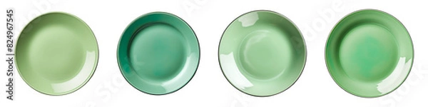 Fototapeta Collection set of green plates isolated on transparent background
