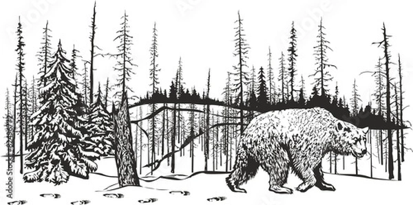 Obraz Bear left a den.