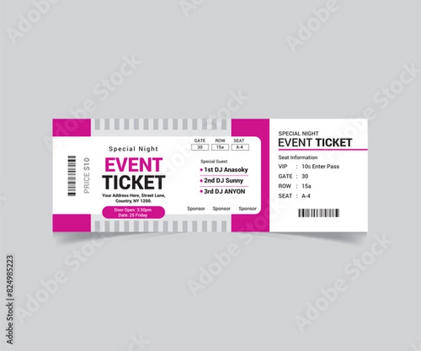 Fototapeta Event Ticket Simple and Creative Design 