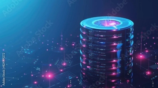 Obraz Isometric big data concept, database. Abstract technology background AI generated